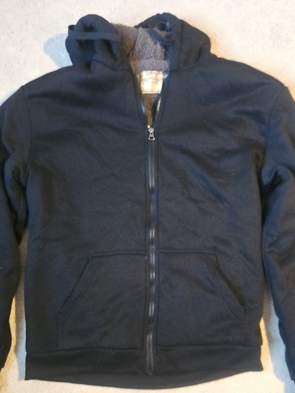 Men's Black Hooded Zip-Up Jacket